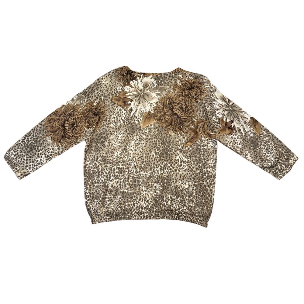 Alfred Dunner Women’s Long Sleeve Knit Top Size L Floral Leopard Pattern Brown - Picture 4 of 6
